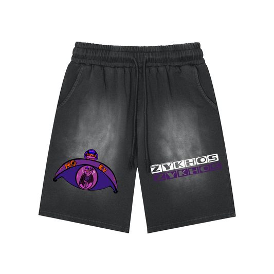 Rectangle Patch Monkey Washed Shorts